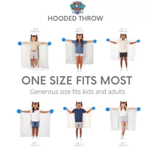 Paw Patrol 40x50 Hooded Throw, Plush with Sherpa Lining - Picture 8 of 8